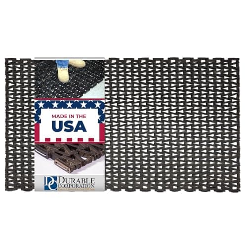 Image of Durable Corporation 108 Recylcled Tire-Link Anti-Fatigue Mat, for Wet Areas, Herringbone Weave, 36" Width x 60" Length x 5/8" Thickness, Black
