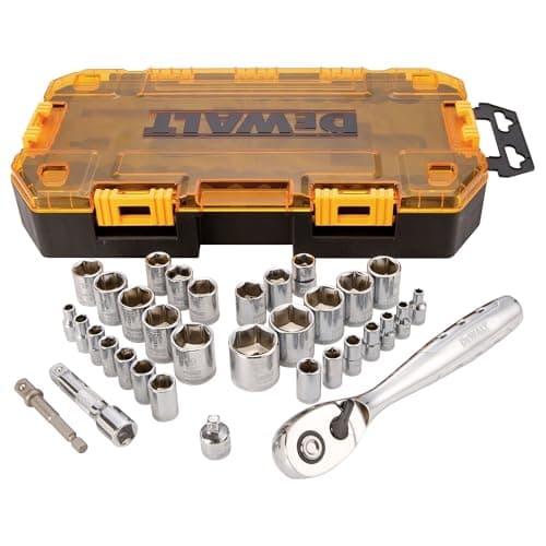 Image of Stanley Tools STADW73804 1/4 - 3/8-Inch Drive Tough Socket Set - Yellow/Black (34-Piece)