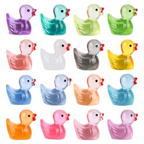 Image of 16pcs Luminous Duck Refrigerator Magnets, Strong Magnetic Colorful Resin Fun Fridge Decor Cute Cartoon Funny Decorative Magnets for Kitchen Office Whiteboard Locker Decoration