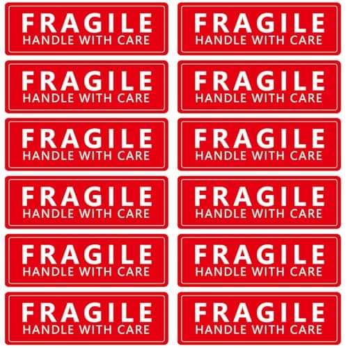Image of 250Pack Fragile Stickers 25 x 75mm Handle with Care Warning Stickers Adhesive Warning Labels Stickers for Shipping