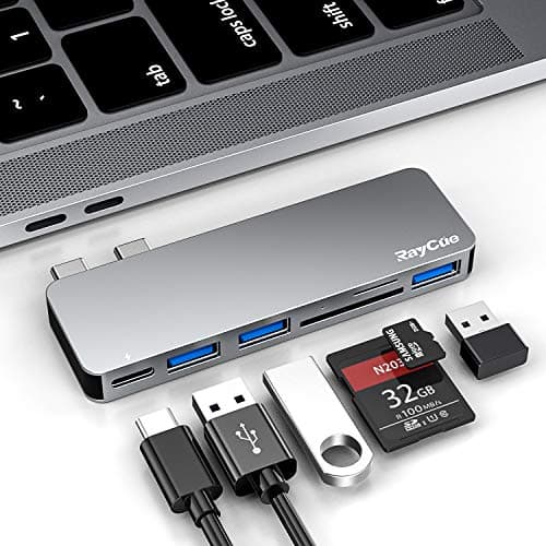 Image of RayCue 6 in 1 USB-C Hub for MacBook Pro/Air M1/M2/M3 2023/2022/2021 13"-16"; USB 3.0 Ports, SD/TF Card Reader, Thunderbolt 3 PD Port