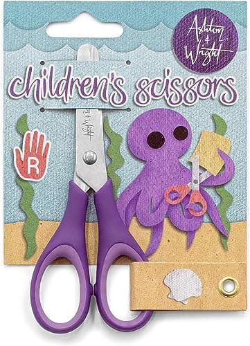 Image of Ashton and Wright - Children's - Kids Scissors Soft Grip - 5"/12cm - Purple - Right Handed