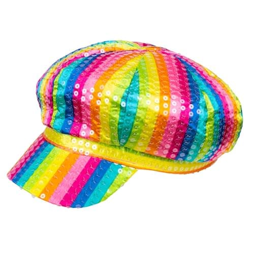 Image of Boland Adult Lollipop Rainbow Hat, One Size, For Men and Women, Unisex, Cap, Pride Fancy Dress Accessory, Headwear, 90s Themed Hat, Festival, Carnival, Party, Rainbow Dress Up (One Size)