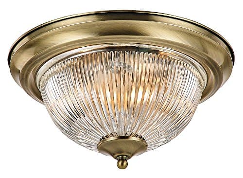 Image of Happy Homewares Traditional Antique Brass IP44 Bathroom Ceiling Light Fitting