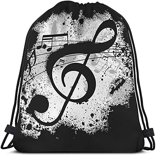 Image of Beabes Music Notes Drawstring Bags Backpack Bag Gym Sack Drawstring Bag, Multi-a146, 14x16.9 Inch, Travel Backpacks