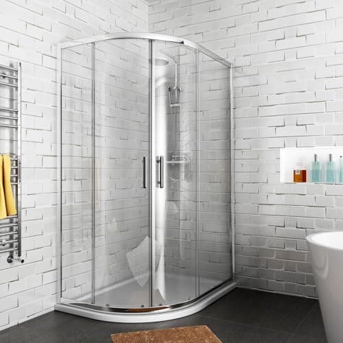 Image of ZANOFIRA 1000x800mm Quadrant Shower Enclosure Easy Clean 6mm Safety Tempered Glass Corner Entry Double Curved Sliding Shower Door Reversible Shower Cubicle for Wet Room Bathroom