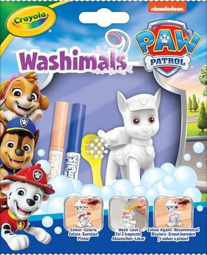 Image of CRAYOLA Paw Patrol Washimals Single Pack | Collect 1 of Chase, Marshall, Skye, Rubble, Rocky or Zuma | Includes 2 Washable Markers & Brush | Kids Ages 3+