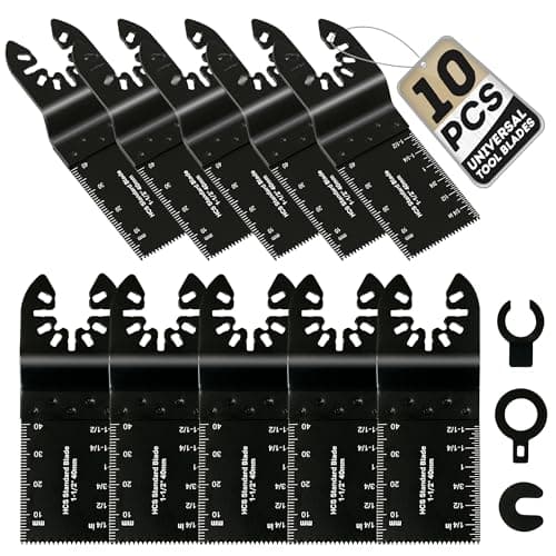 Image of Coselena 10-Piece Multi Tool Blades Set – Heavy-Duty Oscillating Saw Blades for Wood, Plastic, and Soft Metal – Universal Fit for Precision Cutting with Most Oscillating Hand Tools
