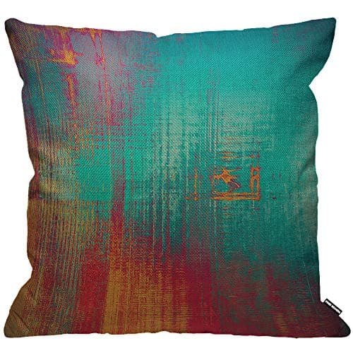 Image of HGOD DESIGNS Abstract Cushion Cover,Vintage Feeling Aged Texture with Color Blue Cyan Yellow Red Purple Pink Throw Pillow Case for Living Room Bedroom Sofa Chair 18X18 Inch Pillowcase 45X45cm