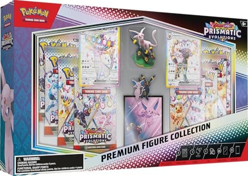Image of Pokémon TCG: Scarlet & Violet—Prismatic Evolutions Premium Figure Collection (2 Etched Foil Promo Cards, 11 Pokémon TCG: Scarlet & Violet—Prismatic Evolutions Booster Packs & More)