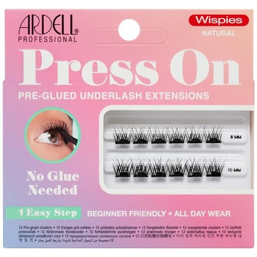Image of Ardell Press On Pre-Glued Underlash Eyelash Extensions, Wispies Natural Cluster Lashes Kit, Beginner-Friendly DIY Lash Extension Kit, Assorted Lengths, Mini Pack, 12 Lash Clusters