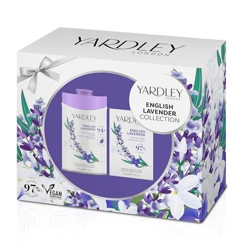 Image of Yardley London Lavender Body Powder & Soap Collection, Scented Soap Bar, 94% Natural Powder, Gentle Floral Fragrance, Gift Set for Bath &Care