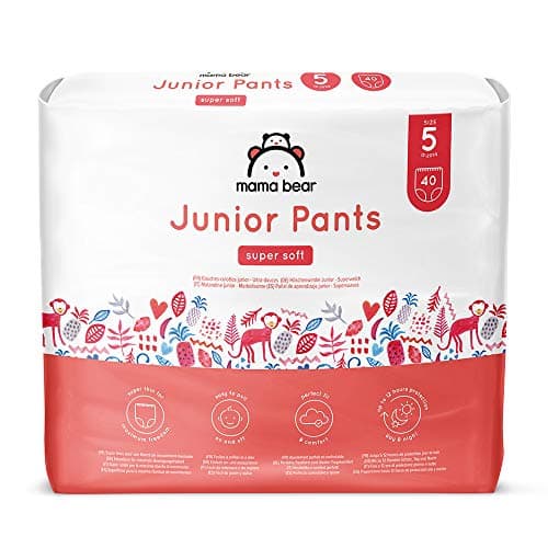Image of Amazon Brand - Mama Bear Super Soft Junior Nappy Pants, Size 5 (13-20kg), 80 Count (2 Packs of 40), White