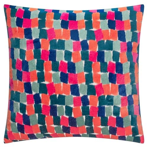 Image of furn. Metro Blocks Cushion Cover – Geometric Velvet Jacquard Decorative Case (Multicolour – 45x45cm)