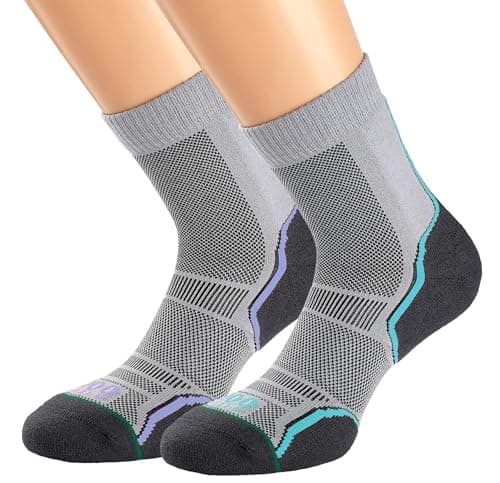 Image of 1000 Mile Women's Trail Twin Pack Running Socks, Grey/Orange, 3 - 5.5 UK Small