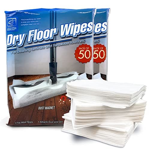 Image of 100pk Dry Floor Wipes, 29cm x 21cm Large Floor Wipes Universal Fitting for Swivel Flat Mop, Disposable Dry Dusting Cloths Laminate Cloths Mop Refill Pads (2 x 50 Cleaning Cloths)