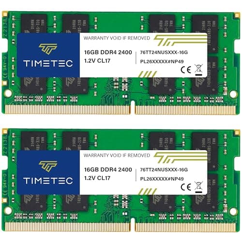 Image of Timetec Premium 32GB KIT (2x16GB) DDR4 2400MHz (PC4-2400T) PC4-19200 SODIMM Laptop RAM – 260-Pin 1.2V CL17 Non-ECC Unbuffered Memory Module for Laptop, Notebook, Mini PC, All-in-One