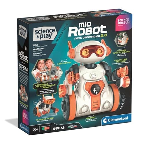 Image of Clementoni Science Museum Mio Robot 2.0 – Build and Code Your Own Interactive Robot with Magnetic Arm for Kids 8+
