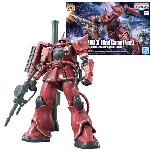 Image of Bandai Hobby | High Grade 1/144 MS-06S Zaku II (Red Comet Version) Principality of Zeon Char Aznable's Mobile Suit Model Kit | Gundam: The Origin | Easy Snap-Fit Assembly, No Glue or Paint Required