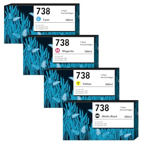 Image of 738XL Ink Cartridges 4-Pack (300-ml Matte Black/Cyan/Magenta/Yellow) Compatible 738 738XL Ink Cartridge Replacement for HP Designjet T850/T950
