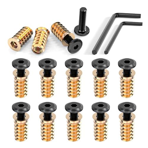 Image of Wavanta 10Pcs M6 x 20mm Furniture Screw Nut Threaded Wood Inserts Bolt Fastener Connector Hex Socket Drive M6 x 15mm Screw-in Nuts with Wrenches