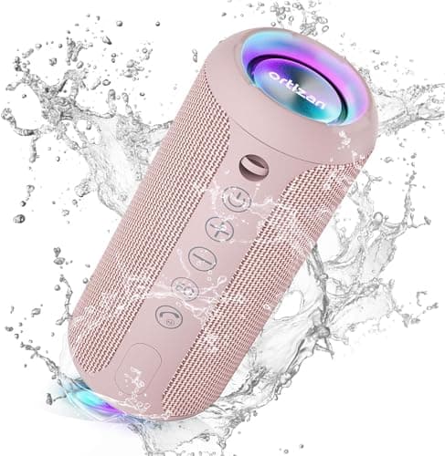 Image of Ortizan Bluetooth Speaker, Portable Speaker with IPX7 Waterproof, Bluetooth 5.3, 30H Playtime, RGB Light, TF card & AUX, Wireless Speaker for Home, Travel, Outdoors