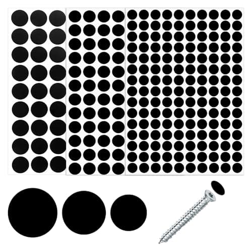 Image of 290PCS Self Adhesive Black Screw Caps,Screw Covers Sticker,12mm 15mm 21mm Sticky Screw Caps Black for Furniture Wood Screws Wall Cabinet Desk Wall