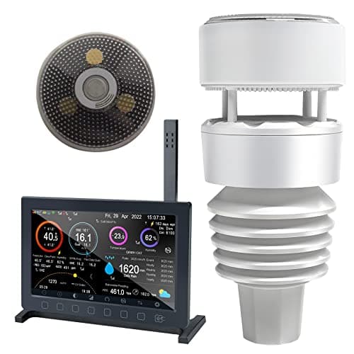 Image of ECOWITT Weather Stations with Outdoor Sensor HP2564, Wifi Internet Radio 7 in 1 Weather Station, Rain Gauge, Weather Forecast, Anemometer, Indoor TFT Color Display with Touch Button for Home Garden