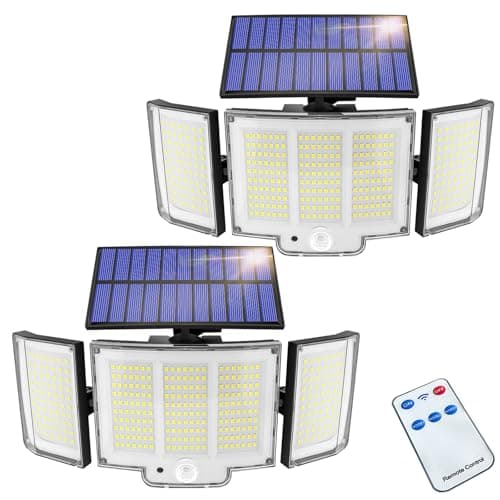 Image of 2 Pack 348LED Solar Lights Outdoor Garden, 2000LM IP65 270° 3 Modes Solar Security Lights Outdoor Motion Sensor Outdoor Wall Lights Wireless Solar Wall Lights Outdoor Motion Sensor Lights Outdoor