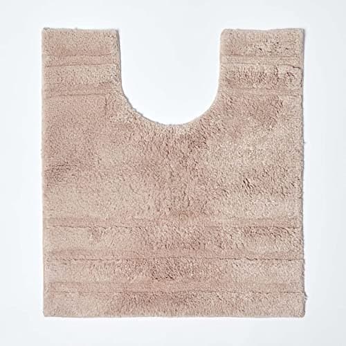 Image of HOMESCAPES Spa Supreme Luxury Pedestal Mat, Stone, Very Heavy 1800 GSM, Super Soft Plush Cotton, 50x55cm, Washable at Home. Bath Mats Sold Seperately