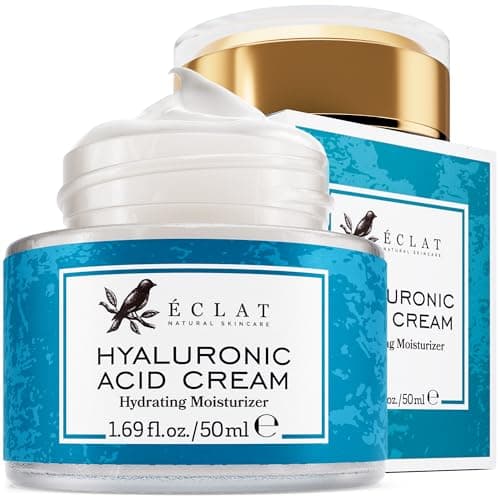 Image of Eclat Skincare Hyaluronic Acid Moisturiser – Anti Aging Face Cream with Ceramides & Vitamin B5 - Hydrating Facial Moisturiser for Women & Men - Hyaluronic Acid Cream for Day & Night 50 ml