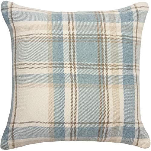 Image of McAlister Textiles Heritage Tartan Throw Cushion Cover - 49 x 49 cm in Duck Egg Blue - Wool-Feel Plaid Highlands CheckScatter Pillow Cover For Sofas & Bedroom
