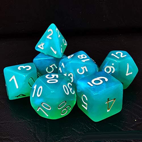 Image of Bescon Moonstone Dice Set Turquoise, Bescon Polyhedral Moonstone RPG Dice Set