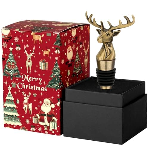 Image of LKKCHER Bronze Deer Head Wine Bottle Stopper, Zinc Alloy, Food-Grade Silicone