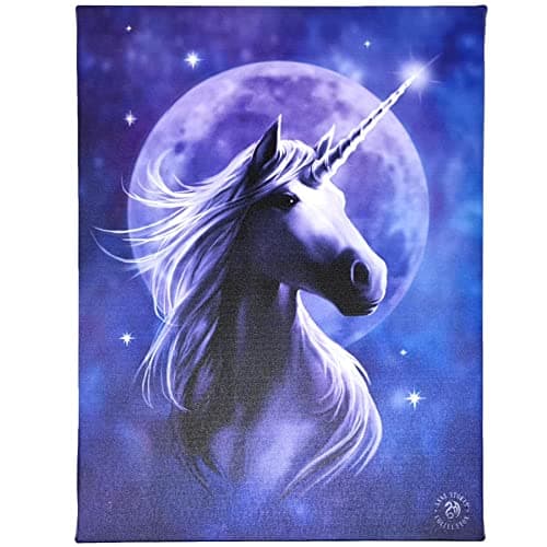 Image of Spirit of Equinox Anne Stokes Plaque Star Light Unicorn Fantasy Art Wall Hanging Canvas 26cm x 19cm, Multicolor
