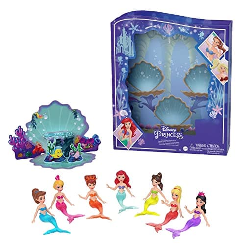Image of ​Disney Princess Toys, Ariel Story Pack with 7 Mermaid Dolls, Small Dolls, Figures and Accessories Inspired by Disney’s The Little Mermaid, HLW96