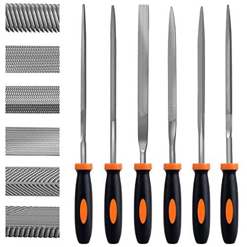 Image of Preciva Needle File Set, 6Pcs Mini FileSet, Carbon Steel Needle Files Including Flat, Pointed, Half-Round, Square, Round, Triangle, Suitable for Metal, Wood,Glass,.etc.(6Pcs)