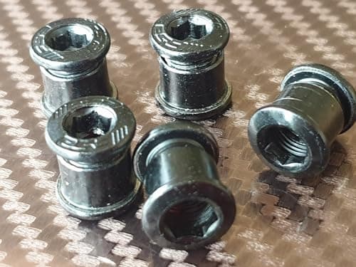 Image of FSA Road Bike Chainring Bolts (SET OF 5) Chain Ring Crank Chainset Crankset Nuts Fixings (NEW) Black