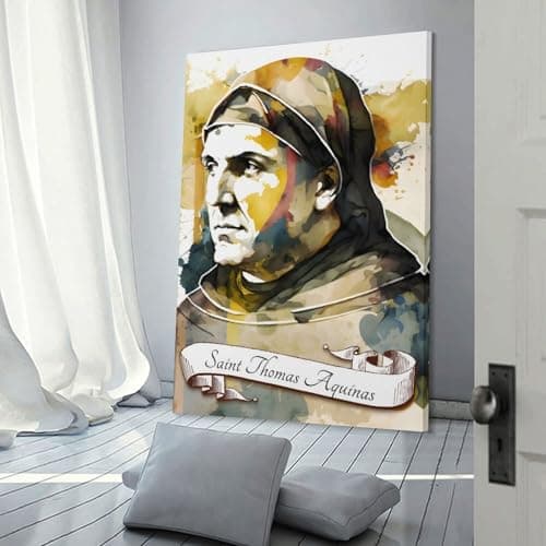 Image of sinyumoney Saint Thomas Aquinas Art Print Canvas Painting Print Poster Wall Decor for Women Girl's Bedroom Bathroom Living Room Home Decor 16x24inch(40x60cm)