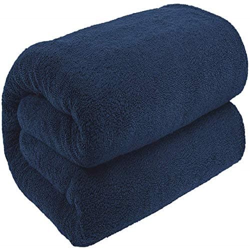 Image of Aaf Textiles Bath Sheet Extra Large Navy Blue Oversized 96x180cm 100% Cotton Jumbo 515Gsm Egytian Cotton Style Thick Absorbent Super Soft Supreme Quality Quick Dry Gift Wrapped Hotel Quality