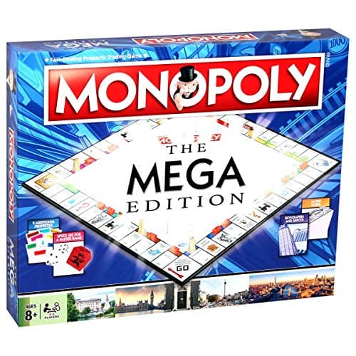 Image of Winning Moves Mega Monopoly Board Game, 12 Extra Spaces Including Downing Street, Saville Row and Knightsbridge, Invest in Skyscrapers, for Ages 8 Plus