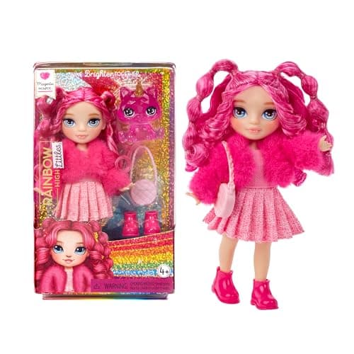 Image of Rainbow High Littles - Magenta Monroe - Small, Posable Fashion Doll – Pink 14 cm Tall Doll with Purse and Magical Pet Kitty - Suitable for Kids and Collectors