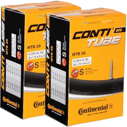 Image of Continental MTB 26x1.75-2.5" / 47-559 -> 62-559 Inner Tubes - 42mm Presta Valve (Pack of 2 Tubes)