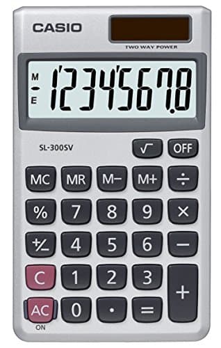 Image of Casio Calculator Handheld Battery Solar-power 8 Digit 3 Key Memory Wallet 70x117x8mm Ref SL300SV