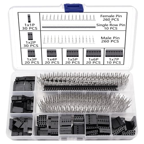 Image of YIXISI 680 PCS 2.54mm Pitch 1/2/3/4/5/6/7 Pin Dupont Connector Kit, 2.54mm Housing Connector, Dupont Male Female Pin Header Crimp Terminal, with Single Row Pin Header