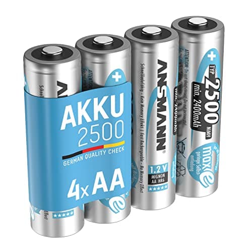 Image of ANSMANN AA Rechargeable Batteries [Pack of 4] 2500 mAh NiMH High Capacity & Low Self Discharge AA Type Size Battery For Toys, Cameras, Flash Units, Cordless Phones, Remote Controls, Game Consoles