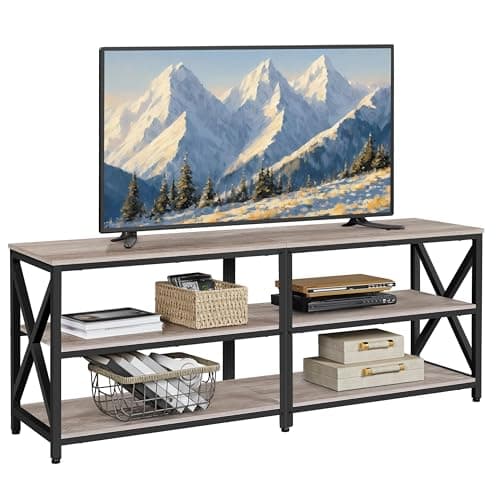 Image of Yaheetech TV Stand for TVs up to 70 Inch, TV Unit with Open Storage Shelves, TV Cabinet for Living Room, Bedroom, Length 160 cm, Gray
