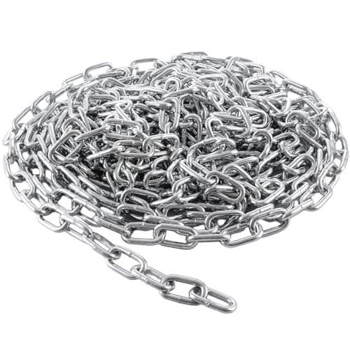 Image of VIDETOL 10 Metres Length Steel Chain, 5mm Heavy Duty Chains Links, Galvanized Steel Welded Link Chain Lift for Fence Gate, Garage Doors, Swing Chains and Bicycle Security Lock