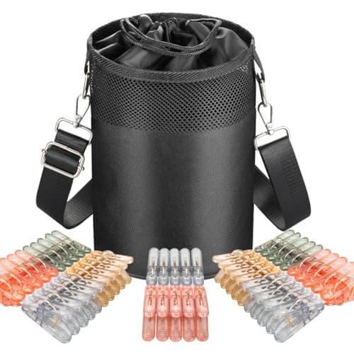 Image of Mellbree Peg Bag for Washing Line with 50 Pegs, Clothes Peg Bag with Shoulder Strap for Laundry Clothes Pegs, Indoor Outdoor Pegs Organizer Storage Use