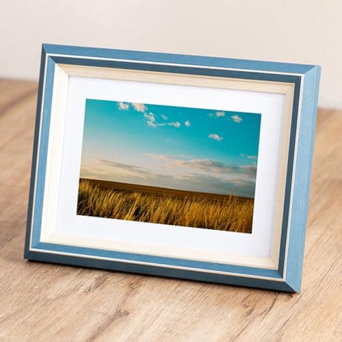 Image of marysgift Photo Frames 3.5x5 Picture Frame Coloured Solid Wood Scandinavian Style Frame for Photo (Blue,5")